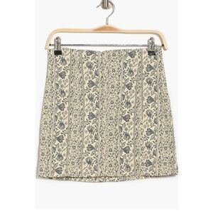 Free People Modern Femme Neutral Combo Floral Pattern Denim Miniskirt- Sz 0, NWT